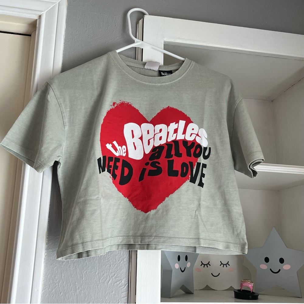 New Zara girls T-shirt Beatles gray short sleeve  logo pull over size 11-12